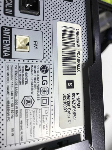 (#0976) Placa Usb Entrada Microfone Home Theater Lg Lhb655nw (Usado)