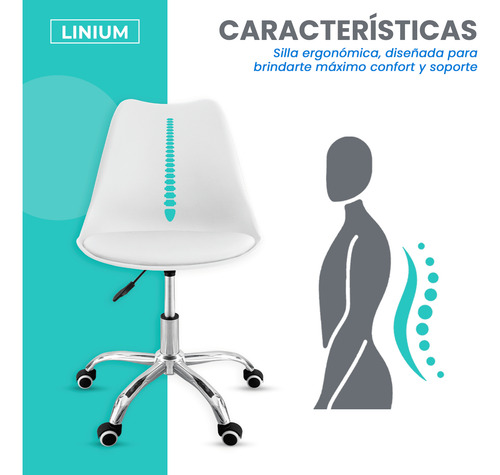 Silla Oficina Salon Estetica Escritorio Tulip Sala Junta 4pz Blanco Asiento Acolchonado Tapizado Vinipiel