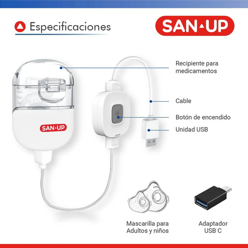 Nebulizador Mini Mesh San Up Portatil Compact Aeromin Vp-m13 Blanco