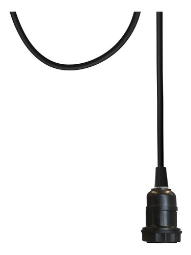 Luminária Pendente Preto 1m Canopla Metal 18cm - Soquete E27