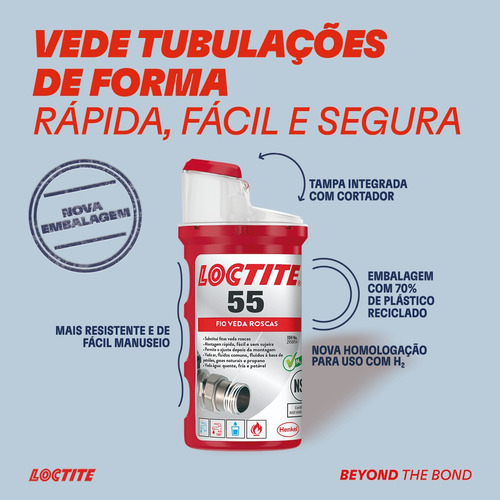 Kit 10 Rolos Fio Veda Roscas Loctite 55 160mt