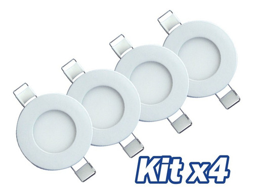 Kit X 4 Panel Led Incrustar Redondo Fullwat 3w 6500k