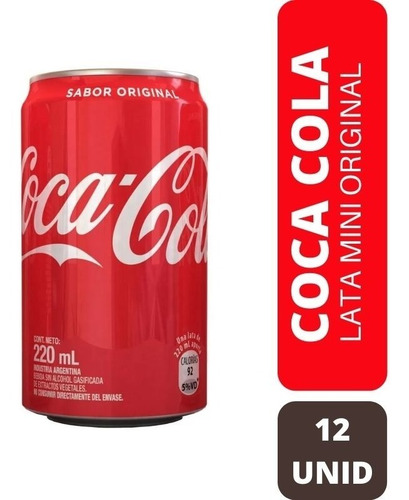 Coca Cola Original Lata Mini Gaseosa Comun Pack X12 Unidades
