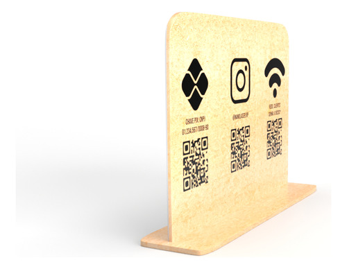 Placa Pix E Redes Sociais 17x10cm Em Mdf Com Qr Code