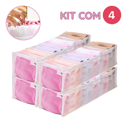 Kit 4 Colmeia Organizadora Gaveta Tela P/ Calcinha 40 Nichos