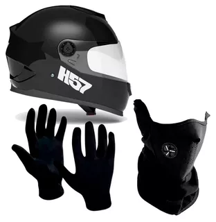 Casco Motos Integral Halcon H57 + Cuello + Guantes Fas Motos