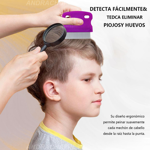 2pz Peine Para Piojos Cepillo Niño Metálico Corto Liendrera Rojo/rosa