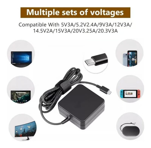 Cargador Notebook Para Asus Y Lenovo Usb-c Autoajustable