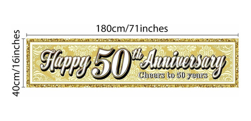 Banner Feliz 50 Aniversario Para Fiesta Año Decoracion