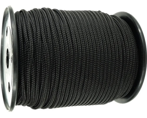 Imagen 1 de 5 de 10m Soga Cuerda Negra 4.mm Trenzada Poliester Multiuso Negro