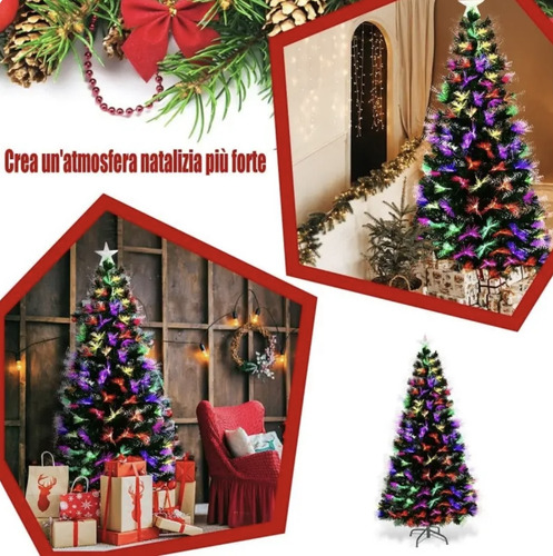 Árbol De Navidad Con Luces Led De Fibra Óptica Rgb 150cm
