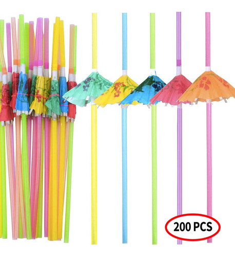 Va 200 Popotes Carton Decorados Sombrilla Fiesta Albercav