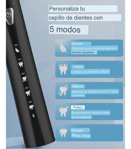 Cepillo Dental Eléctrico Con Cabezas Intercambiables 5 Modos