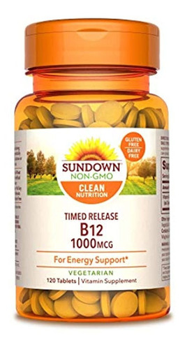 Sundown Vitamina B-12, Soporte Energético, Vegetariano, 1000