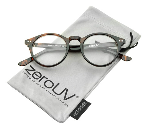 Zerouv Retro Keyhole Nose Bridge Clear Lens P3 Round Glasses