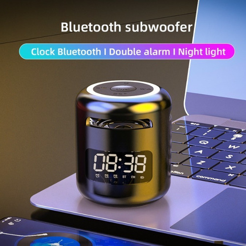 Reloj Despertador Con Bocina Subwoofer, Bluetooth, Fm, Tf