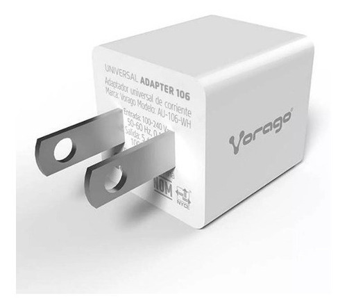 Cargador De Pared Vorago Au-106 Blanco Color Blanco