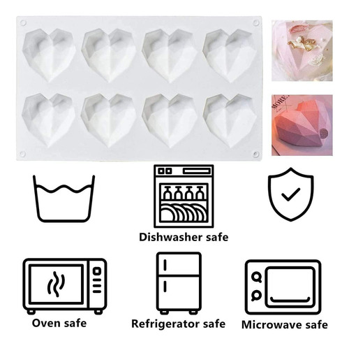 Molde De Silicona 3d Con Forma De Corazón Halloween, 8 Cavid