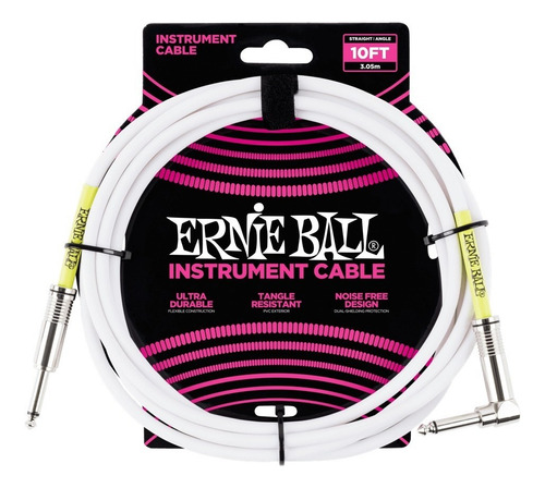 Ernie Ball Cable Para Instrumento P06049 3 Mts Blanco