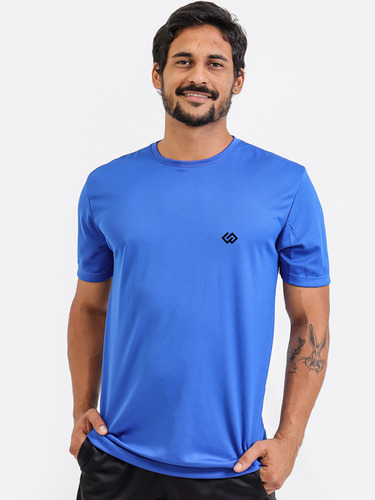 Camiseta Azul Leve Academia Treino Dry Slim Fit Masculina