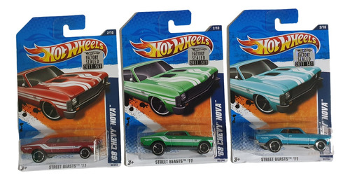 3 Hot Wheels Chevy Nova ´68 2011 82/244 Original Y Variantes