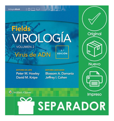 Howley. FIELDS Virología, Vol. 2: Virus de ADN., de Howley M. Peter., vol. 2. Editorial LWW, tapa blanda, edición 7 en español, 2022