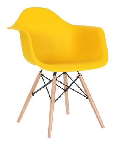 Cadeira Charles Eames Wood Daw Com Braços  Design Av Cor da estrutura da cadeira Amarelo