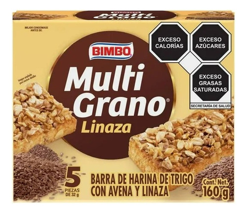 3 Pza Barras Bimbo Multigrano Linaza 5 Pzas De 32 G C/u