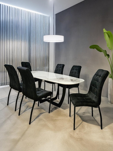 Mesa Neolith Marmolada 1.80 X 90 Calidad Premium Blanco Negro