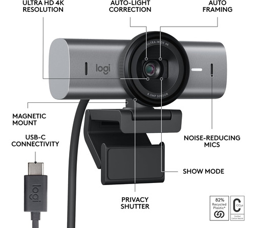 Cámara Web Logitech Mx Brio Ultra Hd 4k Webcam 60fps