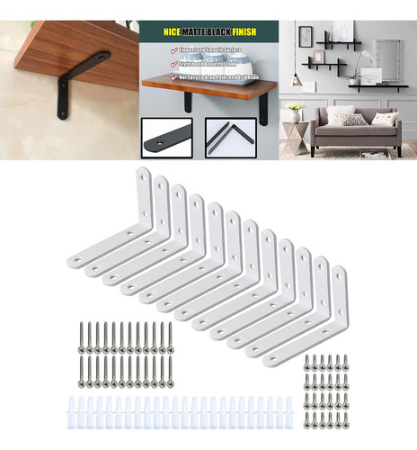 12 Uds. Soportes De Esquina Flotantes Para Estantes 100x64mm
