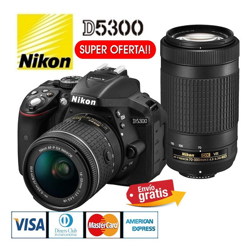 Camara Nikon Profesional D5300 24.2mp + 18.55mm + 70.300mm