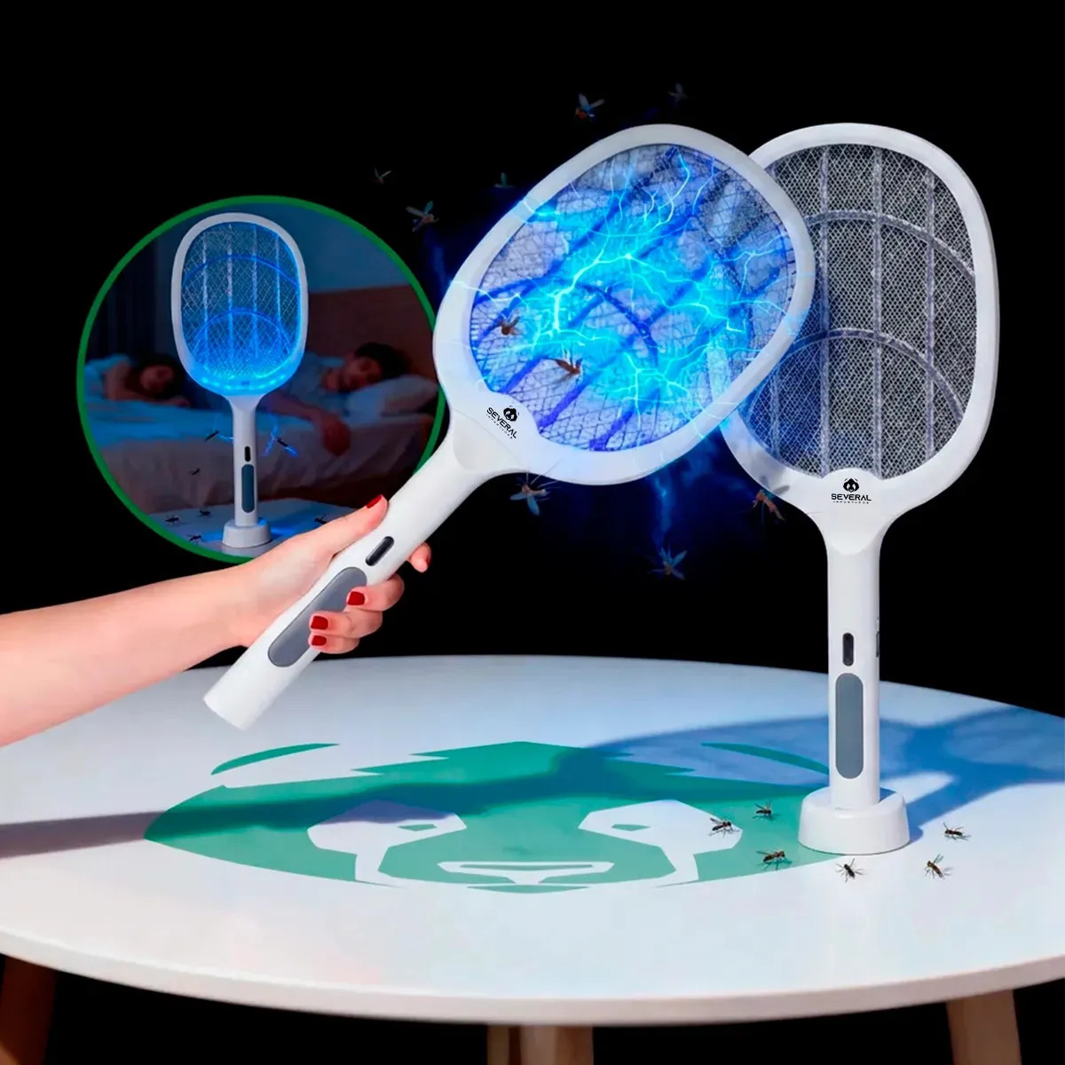 Kit 2 Raquetes Elétrica Several Importados Recarregável Mata E Extermina Pernilongos Mosquitos E Atrai Com Iluminação Uv