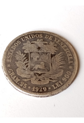 Moneda De 5 Bs Fuerte Plata 1929