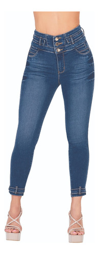 Jeans Dama Corte Colombiano Tiro Alto Azul 124-84