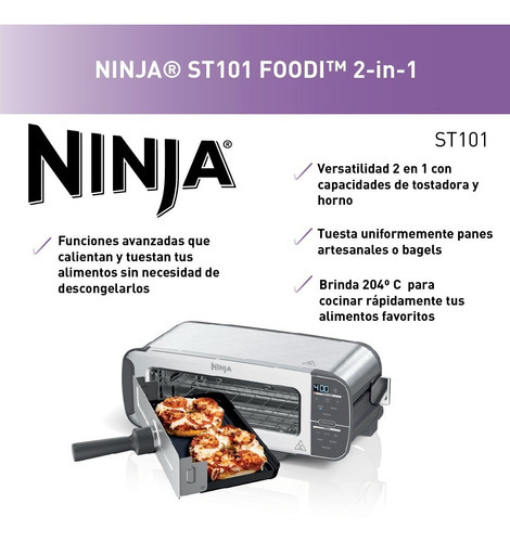 Ninja® Foodi Tostador Plegable 2 En 1 - St101 Color Plateado