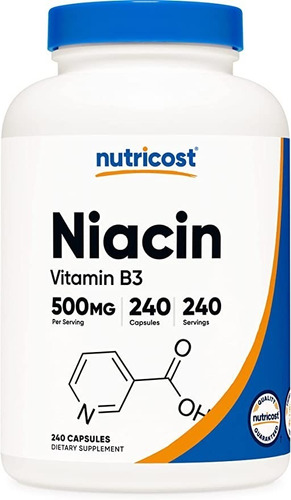 Niacina Niacin 500 Mg Importada 240 Capsulas