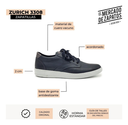 Zapatillas Cuero Hombre Zapatos Zurich 3308