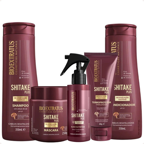 Kit Shitake Plus Com Finalizador Spray Elixir Bio Extratus
