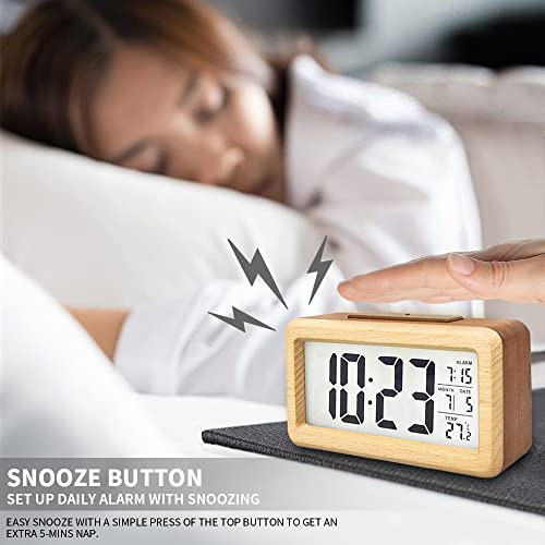 - Reloj Despertador Digital Lcd De Madera Que Funciona ...