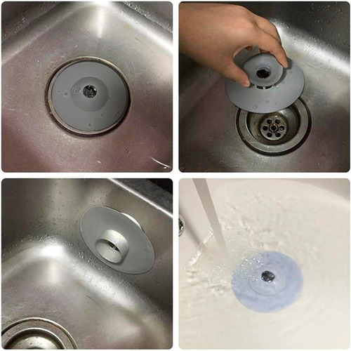 Imagen 8 de 10 de Tapón De Silicona Con Filtro Para Bañera Bacha Cocina.