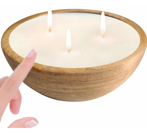 Velas Aromáticas Soja Cuenco Madera Fragancias 12x5 Cm