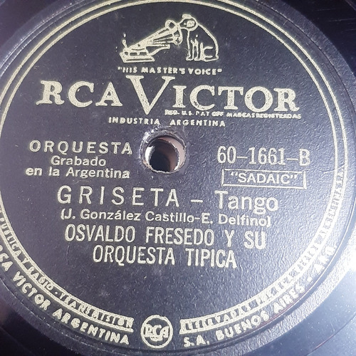 Pasta Osvaldo Fresedo Y Su Orquesta Tipica Rca Victor C541