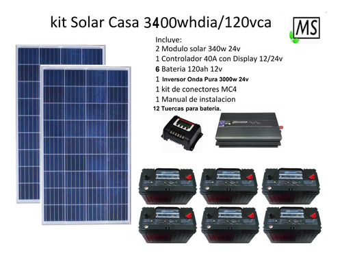 Kit Solar Fotovoltaico Casa 3400whd Isla Envio Ocurre Gratis