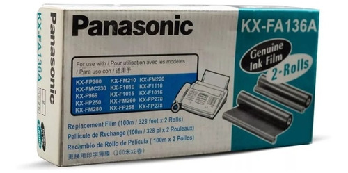 Cinta Para Fax Panasonic (2 Rollos De 100) Kx-fa136a