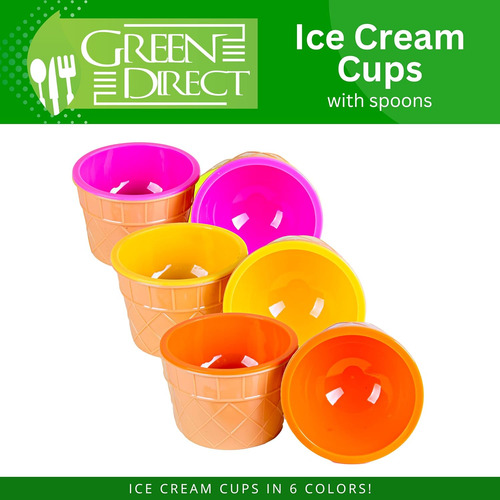 Green Direct Copas De Helado Con Cucharas / Plato Grande ...