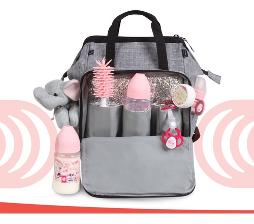 Imagem 2 de 4 de Mochila Baby Bag Casual Luxo Mickey Cinza C/ Trocador Disney