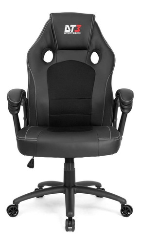 Cadeira de escritório DT3sports GT gamer ergonômica  preta com estofado de couro sintético y tecido