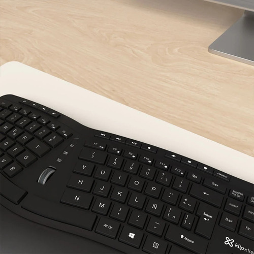 Teclado ergonômico sem fio Klip Xtreme Transcend - Teclado KBK-530s cor preto