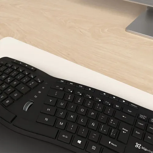 Teclado Klip Xtreme Transcend Wireless Ergonómico - Kbk-530s Color Del Teclado Negro